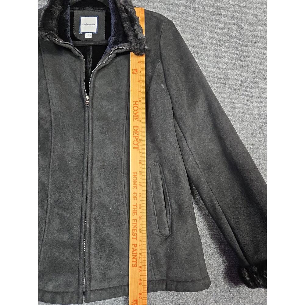 Croft & Barrow Jacket Womens Medium Black Faux Fur Lined Microfiber Zip Coat - Picture 10 of 10